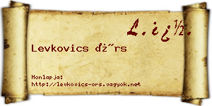 Levkovics Örs névjegykártya